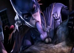 3D catwoman gives a blowjob for the beast