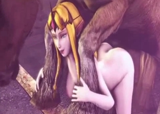 3D blonde is enjoying sex with horse