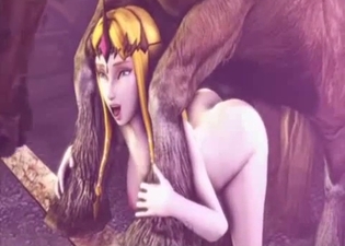 3D blonde is enjoying sex with horse